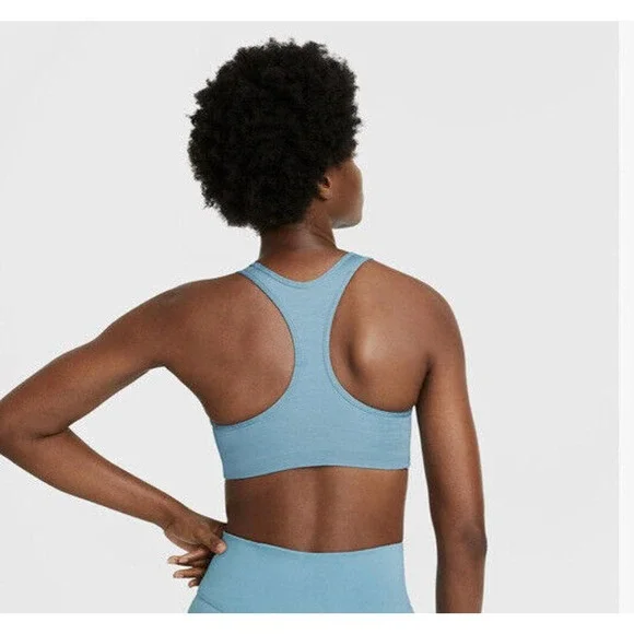 NWT Nike Swoosh Sports Bra Size M Blue Heather Padded NEW - Picture 5 of 8